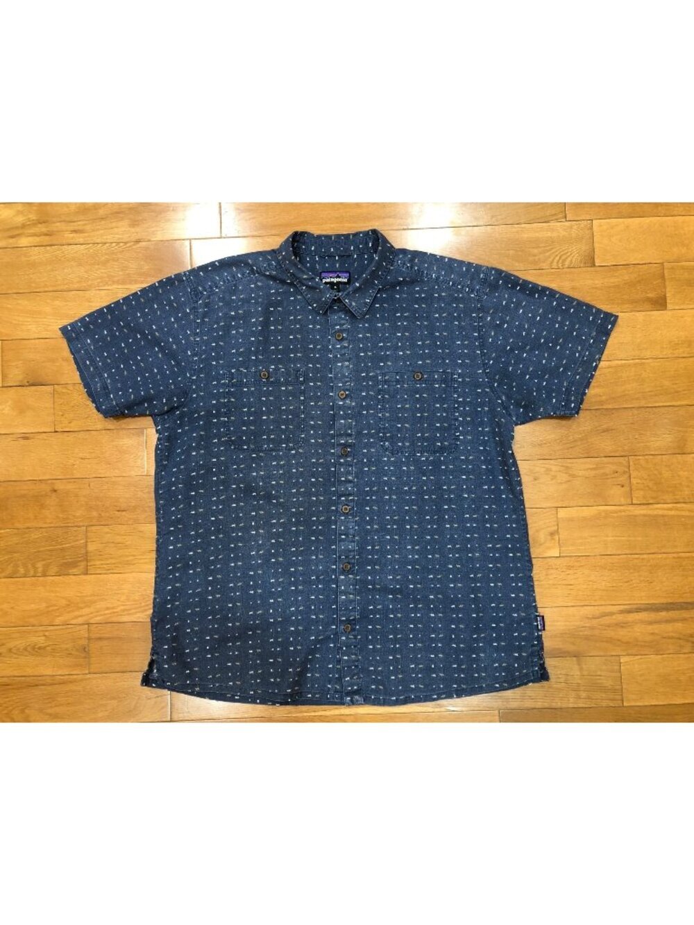 Patagonia Worn Wear Organic Cotton Hemp Button Front Blue Shirt Campcore Size XL
